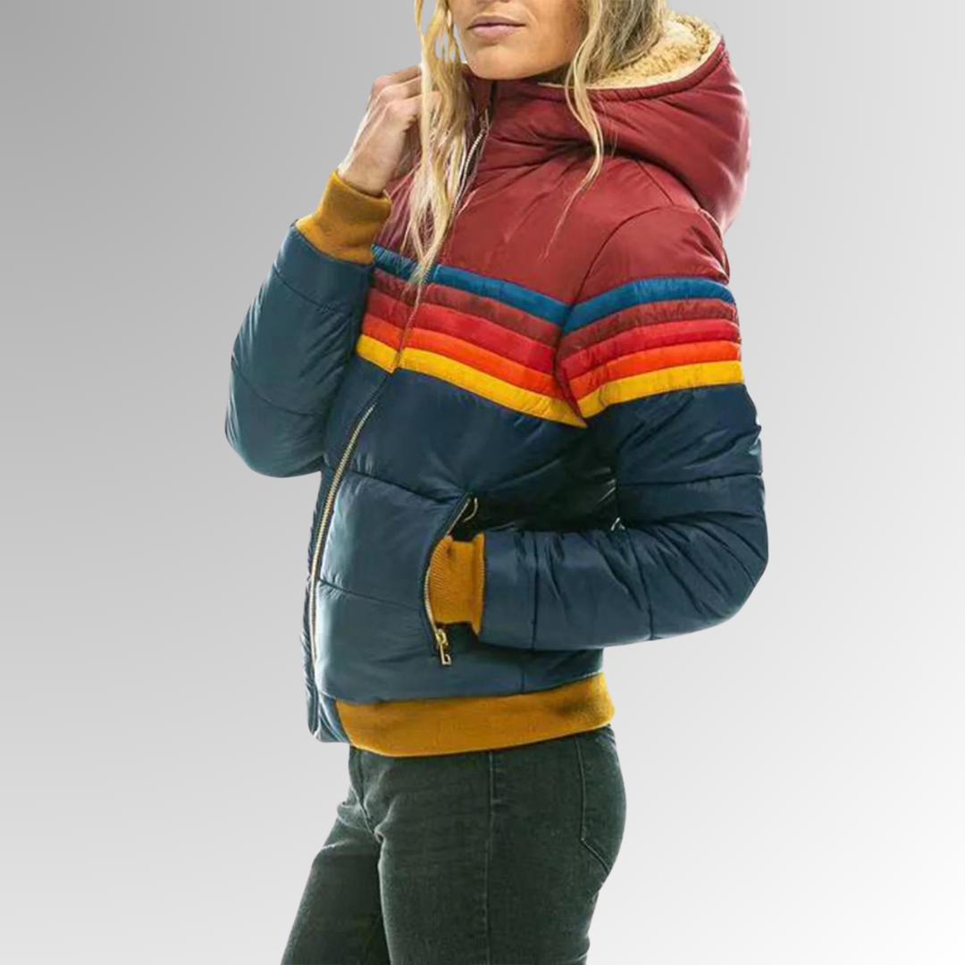 Jennifer | Waterproof Retro Striped Puffer Jacket