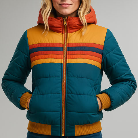 Jennifer | Waterproof Retro Striped Puffer Jacket