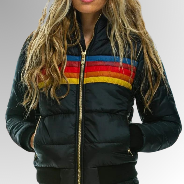 Jennifer | Waterproof Retro Striped Puffer Jacket