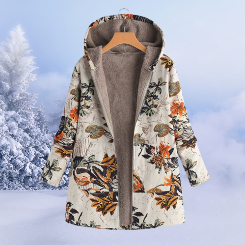 Floral Long Winter Coat for Women
