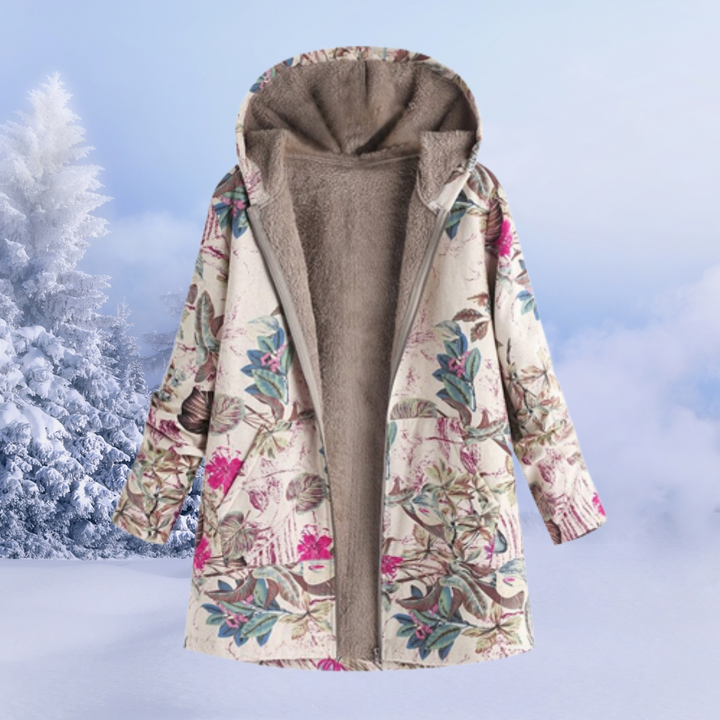 Floral Long Winter Coat for Women