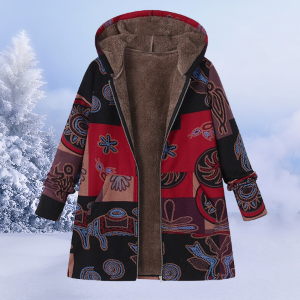 Floral Long Winter Coat for Women