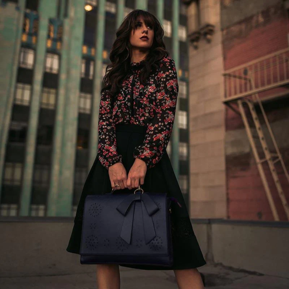Isabella | Floral Charm Laser-Cut Satchel