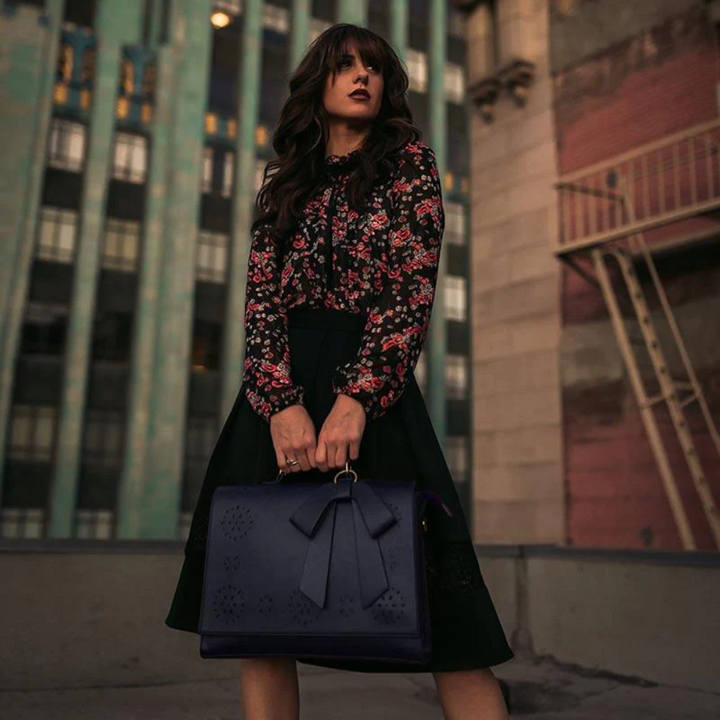 Isabella | Floral Charm Laser-Cut Satchel